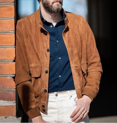 Men's Suit Jacket Vintage Suede Blazer Slim Fit Faux Leather Casual Sports Coat for Wedding Party2