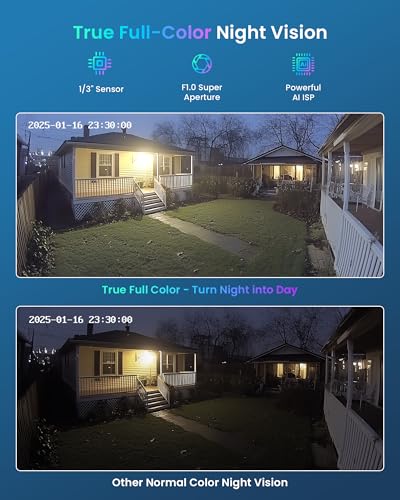 Image of Loocam 5MP POE Security Camera System Color Night Vision | 8CH 8MP H.265+ NVR with 2TB HDD 4pcs Cams, Human Vehicle Detection, IP66 Waterproof, Two Way Audio, Spotlight Siren Alarm