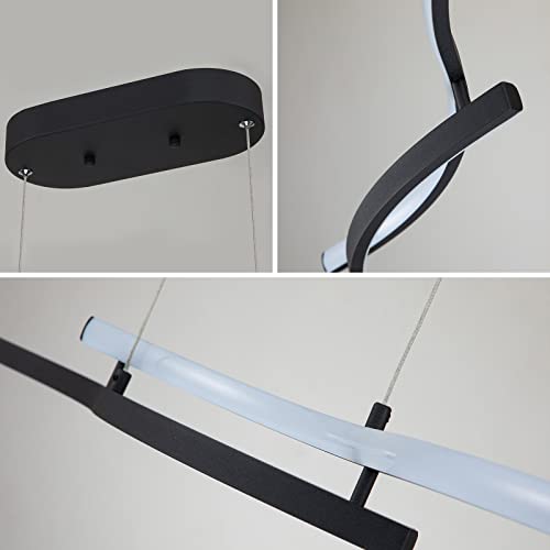 Edislive Modern Wave Led Pendant Light, Simplicity Led Island Light 40 Inch Acrylic Led Linear Pendant Light Stepless Dimmable Chandelier For Kitchen Island Living Room Bedroom Desk Pool Table, Black #TOP3