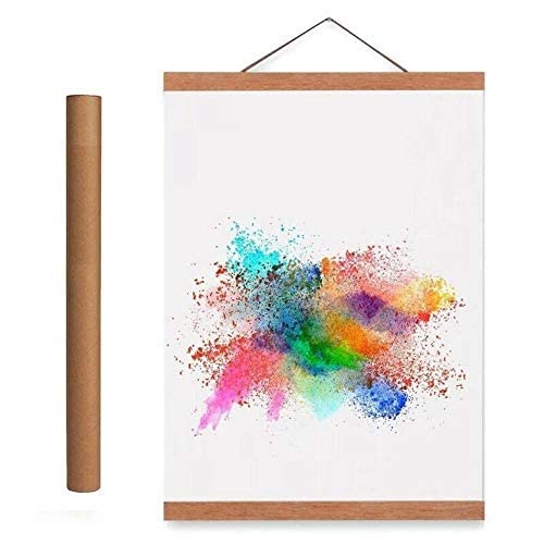 QIANHUA 21-60 cm Cadre Photo en Bois magnétique défilement Impression Affiche Cintre Photo Bricolage Affiche Peinture en Bois Suspendu décor à la Maison, Bois Noir, 30 cm Cover