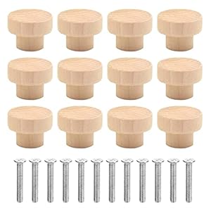 Jieguang Holz Schubladengriff Möbelknöpfe 12 Stück