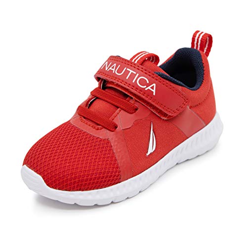 Nautica Kids Boys Girls Fashion Sneaker Athletic Running Shoe with Stap for Toddler and Little Kids-Jurnee Toddler-Red Mesh-10