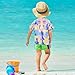 Jucciaco Boys Swimsuit Chess Queen King Grid Sunscreen Kids Sun Rashguard Short Sleeve T-Shirts Swimwear Sets UPF 50+ Multicoloured