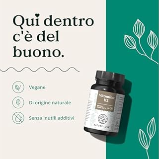 NATURE LOVE® Vitamina K2 MK-7-365 compresse - 100µg per compressa - contenuto di MK-7 menachinone all-trans >99,97% - ad alto dosaggio, vegane, testate in laboratorio e prodotte in Germania