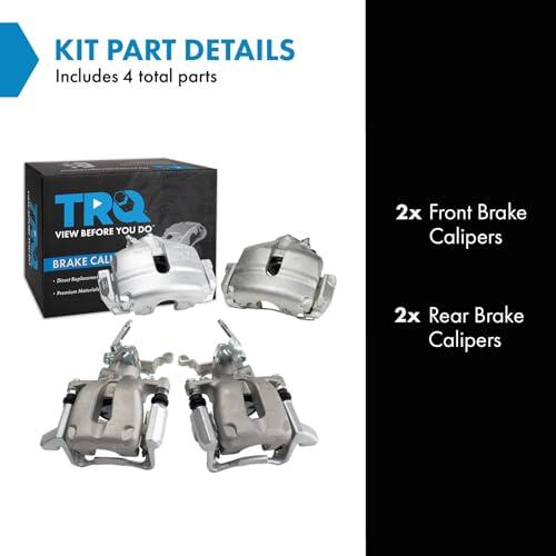 Image of TRQ Front and Rear Brake Caliper Set Zinc Coated Brackets Compatible with 2010 Volkswagen Golf 2005-2010 Jetta 2006-2009 Rabbit