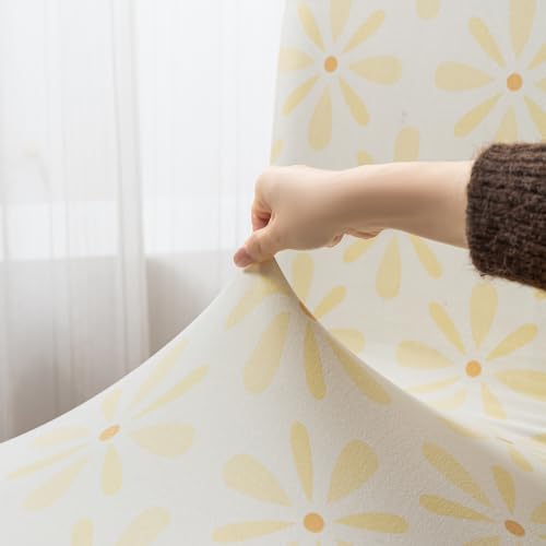 Image of House of Quirk Elastic Chair Cover Stretch Removable Washable Short Dining Chair Cover Protector Seat Slipcover (Pack of 2, Sunny Bloom)