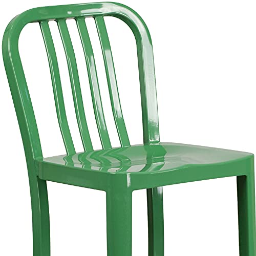 Flash Furniture Commercial Grade 2 Pack 30" High Green Metal Indoor-Outdoor Barstool With Vertical Slat Back #TOP6