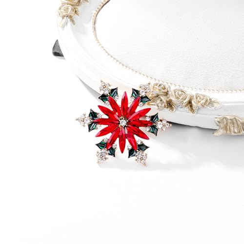 Image of Rhinestone Flower Brooch Pin for Women Red Black Purple Flower Broochs Pin Hat Christmas Brooch Jewelry