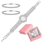 Abaodam Set Orologio da Polso al Quarzo e Bracciale Strass in Acciaio Inox, Orologio Donna Elegante Leggero da Indossare per Uso Quotidiano, Accessori Moda per Ragazze