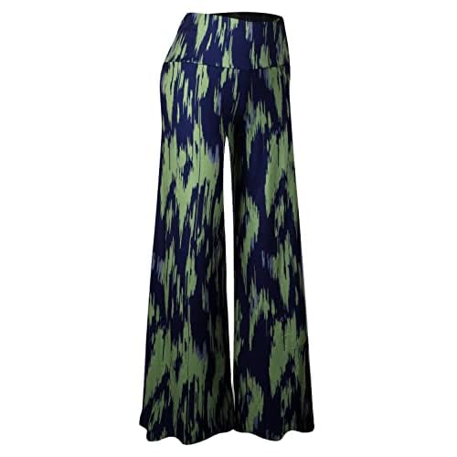 Arolina Women's Stretchy Wide Leg Palazzo Lounge Pants Casual Comfy High Waist Palazzo Pants XX-Large Bluegreen