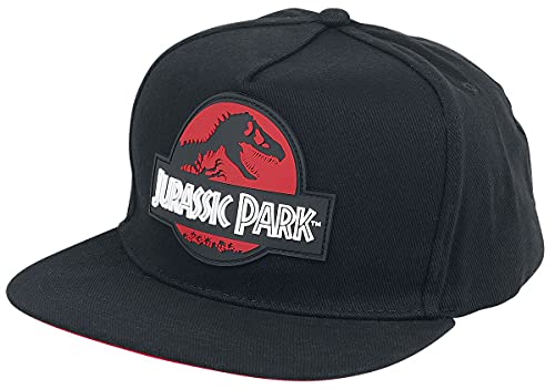 Jurassic Park Red Logo Hombre Gorra Negro, 100% algodón,