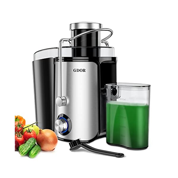 Juicer Machines with 1000W Motor, GDOR Extra Wide 3” Feed Chute Juicer, Juice Extractor for Whole Fruits and Vegetables, Easy to Clean Juice Maker, Centrifugal Juicer, BPA-Free, Anti-Drip, Silver