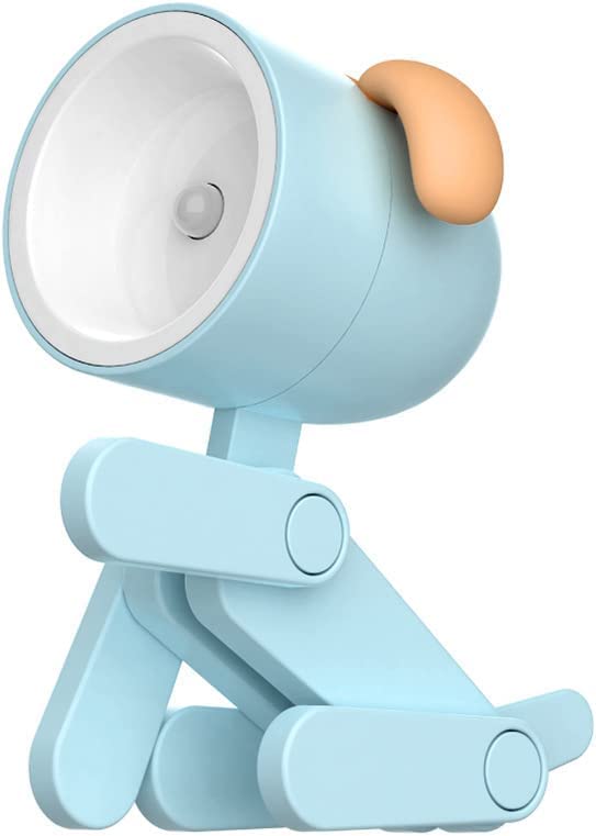 GINGER TECH Cute Dog Night Light, Portable Adjustable Angle LED Portable Dog Lamp Cute Small Phone Holder Eye-Protection for Home Office College Dorm Room Girls Boys Decor Gift (Blue)