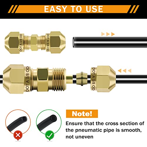 Hasaomoi D.o.t Brass Compression Straight Union Fittings, 3/8" Air Compression Union For Nylon Tubings (Pack 4) #TOP2