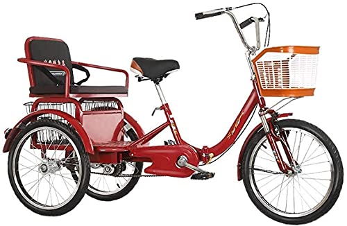 GRDDBZA Adult Tricycle - 3 Wheel Bikes for Adults Shopping 20Inch 3 Wheel Bikes Bicycles for Seniors Women Men with Suspension Fork Shopping Basket and Back Seat