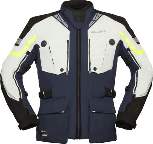 Modeka Panamericana 2 Motorrad Textiljacke, hellgrau/blau, 4XL