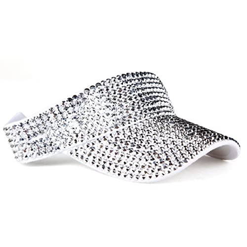 Image of Gudessly Shiny Rhinestones Sport Sun Visor Adjustable Summer Cap Visor Caps for Women Men