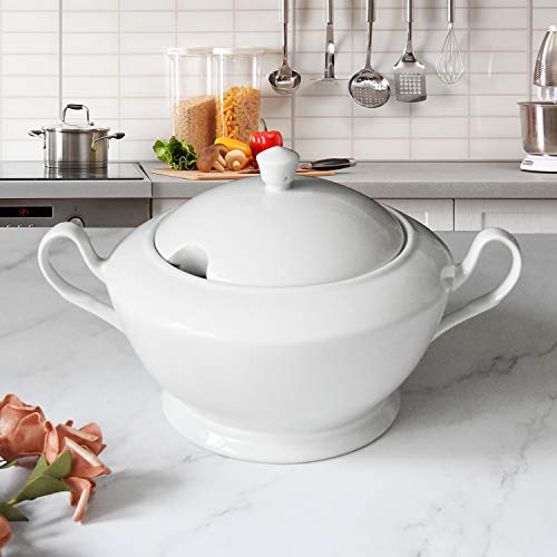 Ceramic Soup Tureen with Lid ABHOME Porcelain Serving Tureen Soup for
