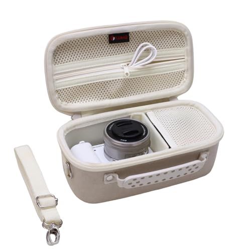 XANAD Hard Case for Sony Alpha ZV-E10 ZV-E10 II or Sony Alpha 6400 6100 6700 6600 6000 5100 5000 Lens Mirrorless Camera with Shoulder Strap(Cream)