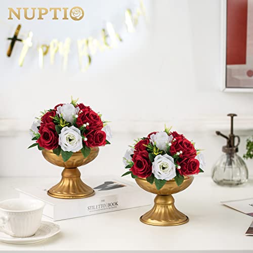 Image of NUPTIO Artificial Flower Centrepieces for Wedding Tables, 2 Pcs Fake Roses