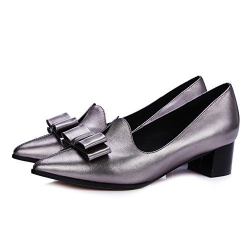 Chaussures en cuir pour femmes avec bout pointu et talon épais Arc-B
