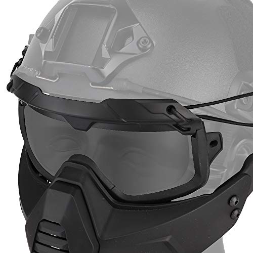 ATAIRSOFT Tactical Airsoft Half Face Mask and Detachable Goggles Set Attach to Fast Paintball Helmet (Black)