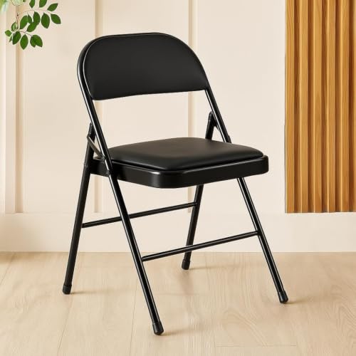 Image of Flexoblack | Premium Foldable Metal Chair with Padded Seat & Back (Black)