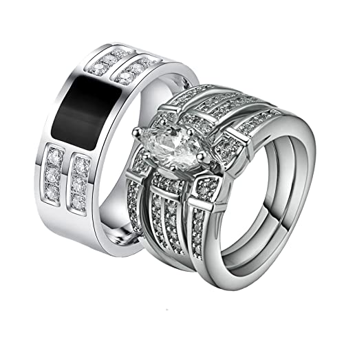 Bague acier inoxydable couple : alliance 3 rangs anti-allergique chic