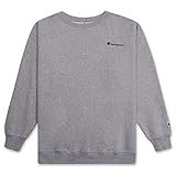 Champion Crewneck Fleece Sweatshirt for Men's Big and Tall with Script Logo Heather Grey