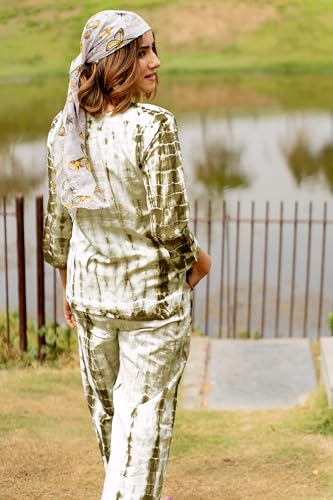 Image of MIRCHI FASHION Women's Cotton Shibori Dyed Printed Co-Ord Set of Short Kurti & Plazzo Pant