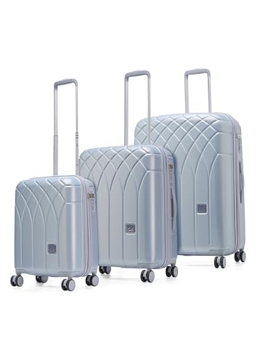 Genie Dew Hard Luggage with Expander, TSA Lock, Toiletry Pocket, Shoe Pouch and Dual Wheels - Large - Moonlight Mist