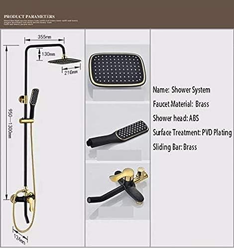 Ensemble de douche de luxe noir doré avec mitigeur et robinet de baignoire intégré - 3