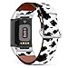 Mingdao Compatible with Fitbit Charge 5 , Patterned Leather Replacement Band , (Lovely Milk Cow Skin Pattern)