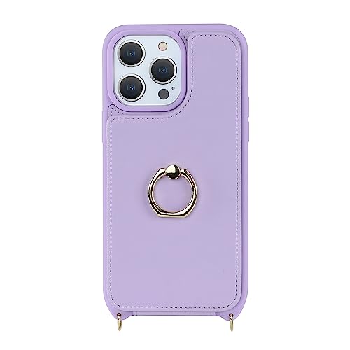 Image of for iPhone 11 Pro Max Phone Case with Card Holder and Strap for Women,Crossbody Lanyard,RFID Blocking,Kickstand Ring Stand,Snap Clasp,Phone Wallet Cases 6.5 inch(Purple)