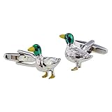 Feature Colours Rhodium Plated Duck Cufflinks Presented in a Box