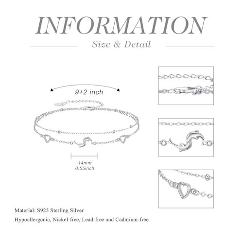 Image of 925 Sterling Silver Layered Ankle Bracelets for Women Jewelry Gifts | 925 Sterling Silver Layered Sea Turtles /Elephant /Wave Anklet Animal Bracelet Summer Ocean Beach Jewelry Gifts for Women