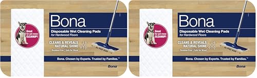 Bona Hardwood Floor Disposable Wet Cleaning Pads - 12 cleaning pads per pack - unscented - Use Mops...