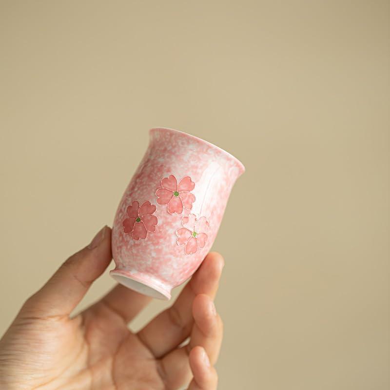 Tea Cup Pure Hand-Painted Japanese-Style Embossed Cherry Blossom Teacup Ceramic Set Scented Host Soaking Container