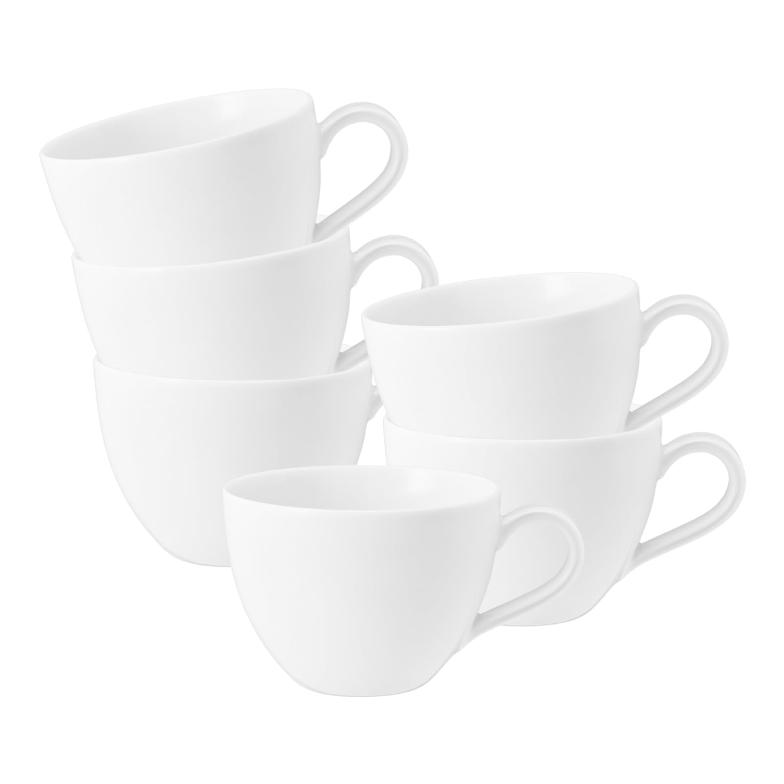 Seltmann Weiden Beat Kaffeetassen 6er Set, 260 ml, Tassen mit Rillen-Relief, Porzellan, Weiß
