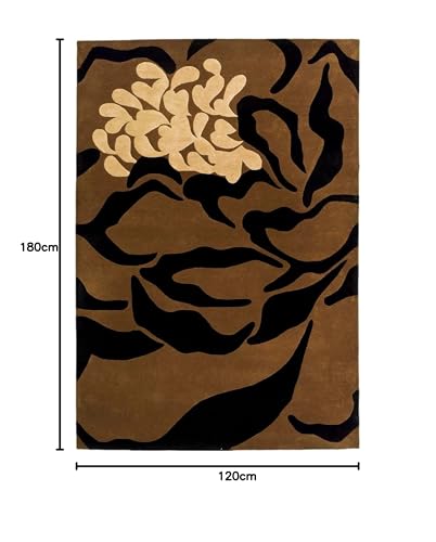 Image of Leaf & Flora Pattern Woolen Carpet for Living Room Bedroom and Hall Size 4 x 6 Feet Color Multi