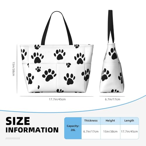 (Dog Pattern) Large Beach Tote Bag for Women Waterproof Sandproof Travel Shoulder Bag with Pocket for Pool Vacation Weekend Gym4