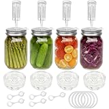 Fermenting weights wide mouth Mason Jar Fermentation Kit with 4 Fermentation Lids, 4 Glass fermentation Weights, 4 Airlocks for Fermenting, 5 Silicone Rings & Grommets - Pickling kit（No Jars）