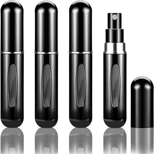 ALMEKAQUZ 4PCS Perfume Refillable Bottle Set Portable Spray Bottle Set Separate Perfume Bottle 5ml Atomizer Perfume Bottle Travel Bottle Refillable For Travel And Outings(Black)