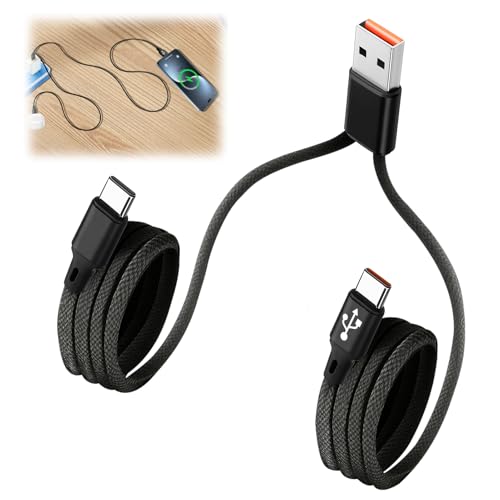 JRILUO 2 En 1 Cable De Carga Rápida USB A Tipo-C, Cable De Datos Multi-Tipo-C De Nylon 1,2 M, Cargador Tipo-C Con Doble Divisor De 3A, Compatible Con iPad Pro/Air, Android