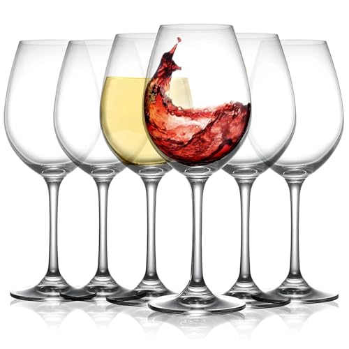 Image of Premium Wine Glasses 450ml, Set of 6 Long Wine, Burgundy Clear Glasses with Stem for Wedding Anniversary, Birthday, Gift (RKT-02, Set of 6)