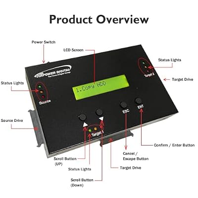 Vinpower 1 to 2 SATA 2.5 & 3.5 Hard Disk Drive/Solid State Drive (HDD/SSD) Clone Duplicator and DOD Level Eraser