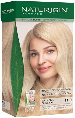 Image of Naturigin Permanent Hair Color, 11.0 Extreme Blonde, Ammonia Free, 100% Gray Coverage, Nourishing Natural Formula, For All Hair Types, Long-Lasting, Vegan & Cruelty-Free, 1 Pack