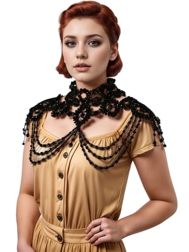 Unykaflor Vintage Pearl Cape,Women Beaded Shawl Pearl Capelet for Bridal