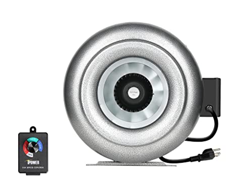 iPower 10 Inch 318 CFM Inline Duct Ventilation Fan Combo, for Grow Tent, Black