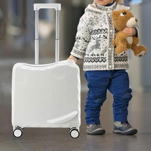 Ride on Suitcase Travel Luggage with Wheels 18" Lightweight Gift Compact Airplane with Combination Lock Carry on Luggage, White2